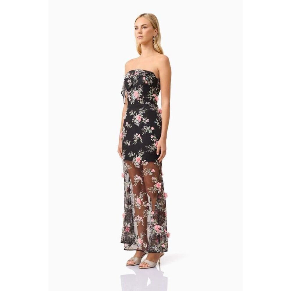 ELLIATT Gaia Maxi Dress - Black Multi Wedding Guest Gala Event Dress size S NWT - Picture 3 of 8
